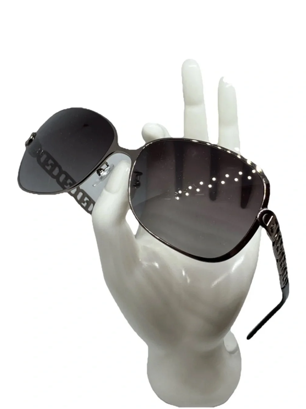 Vintage Fendi Logo Metal Women’s Sunglasses Brown Pewter F478 Made in Italy